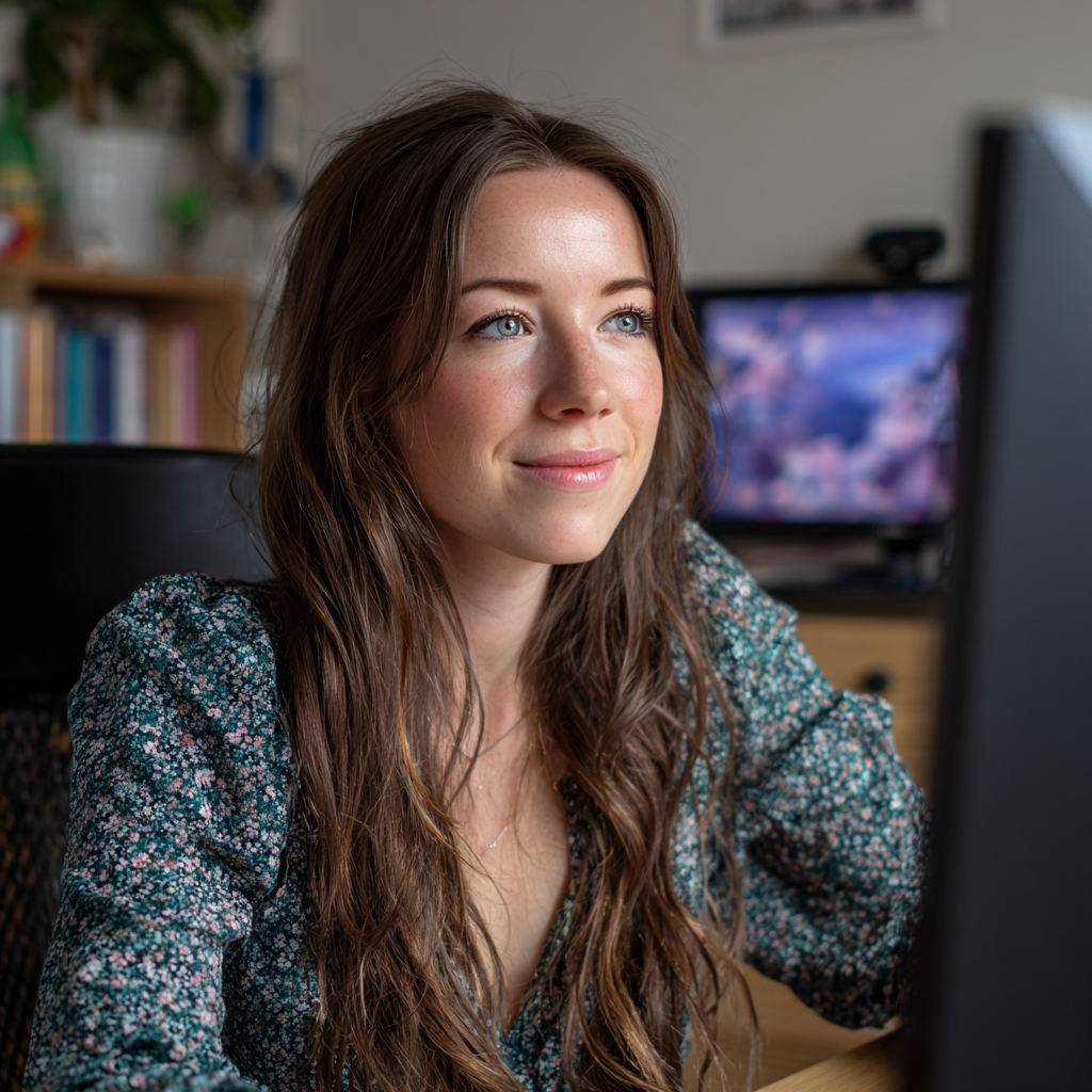 Woman researching cash advance loans at her home desk