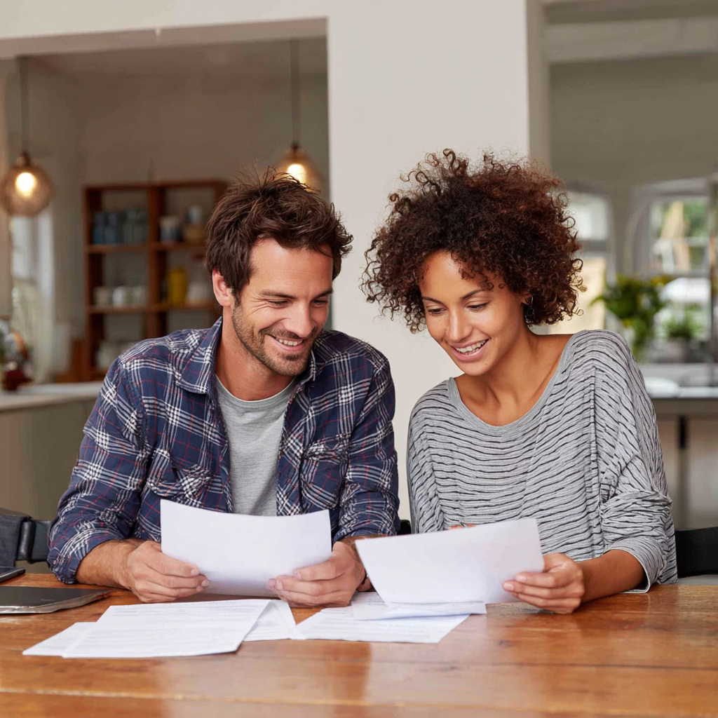 Couple reviewing their £1500 loan options together