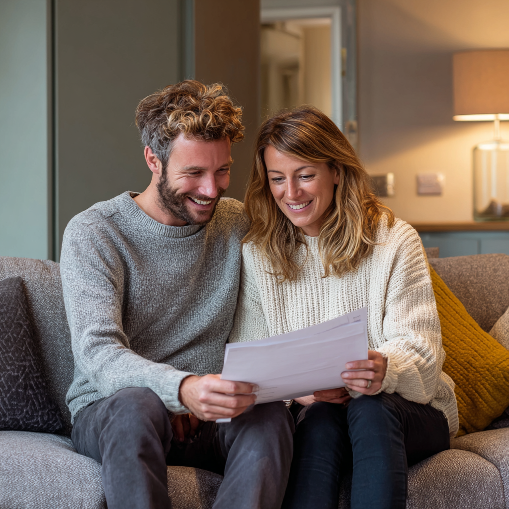 Couple reviewing their £2,500 loan options together
