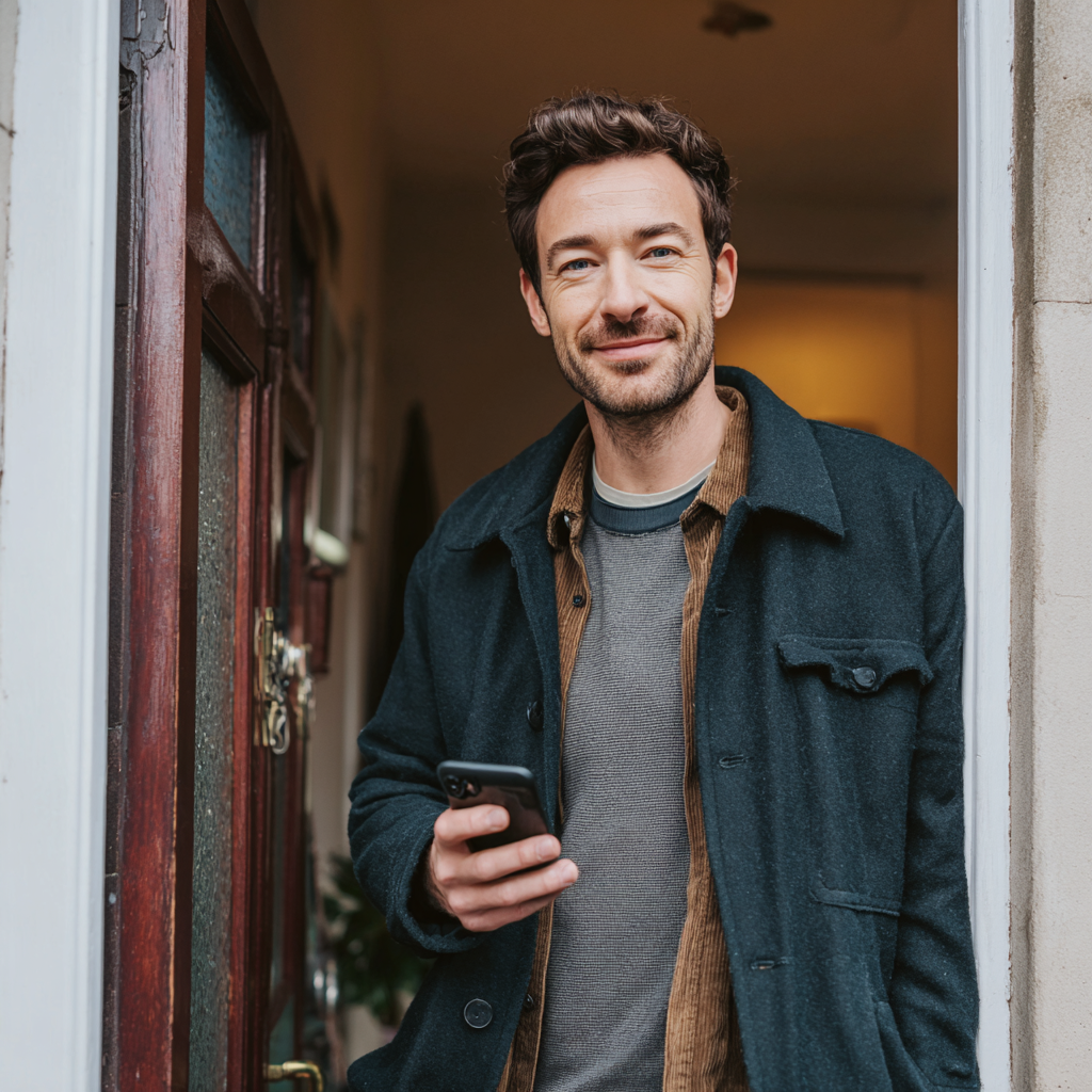 Man reviewing £400 loan eligibility on his phone