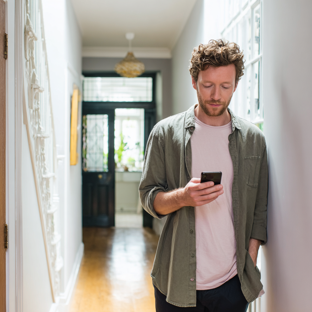 Man reviewing 1000 pound loan offer on his phone