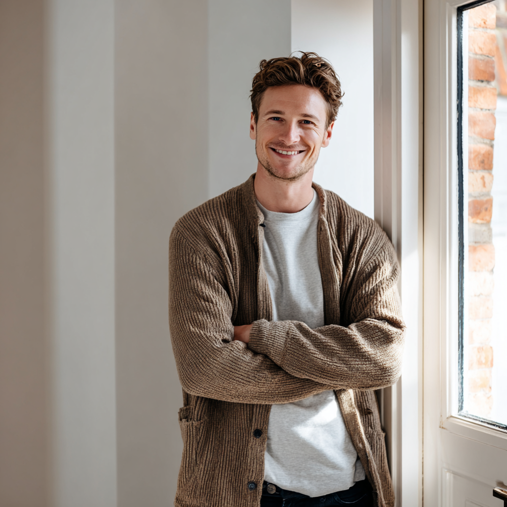 Man looking confident after applying for a £900 loan
