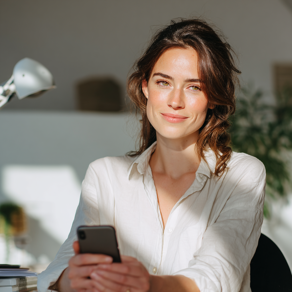 Woman checking her instalment loan approval on her phone