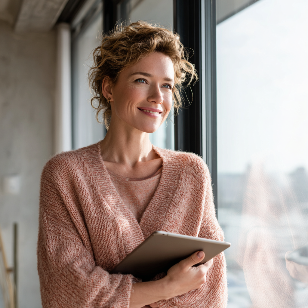 Woman smiling confidently after checking her 3000 pound loan eligibility