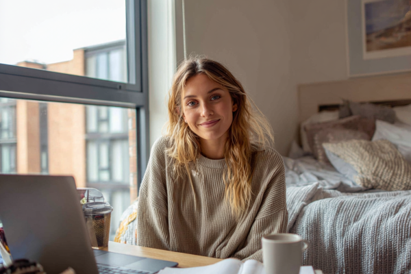 Student checking eligibility for loans for students on a laptop