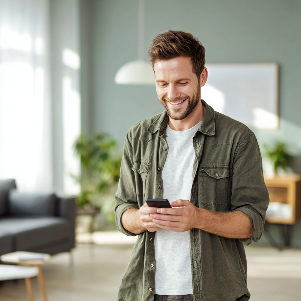 Man receiving unemployed loan notification on phone