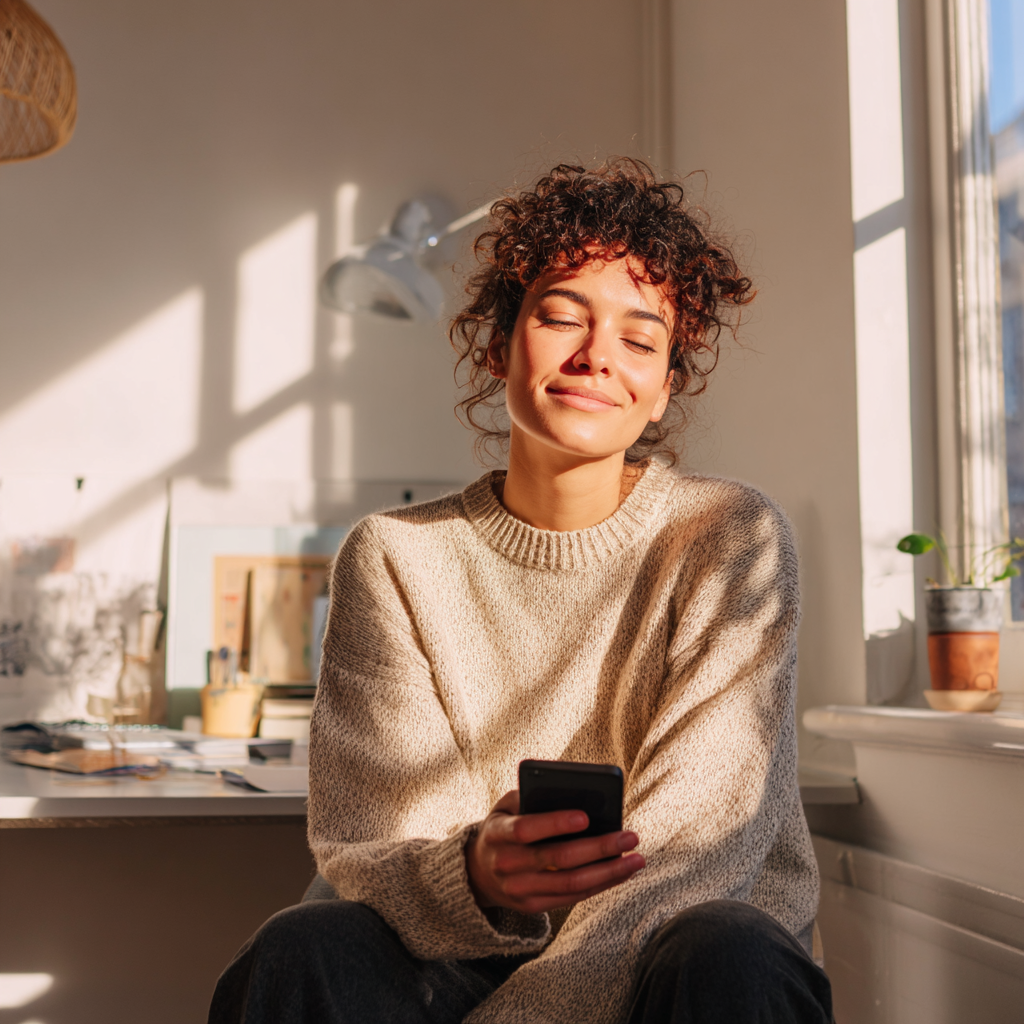 Woman feeling confident after finding a £500 loan option