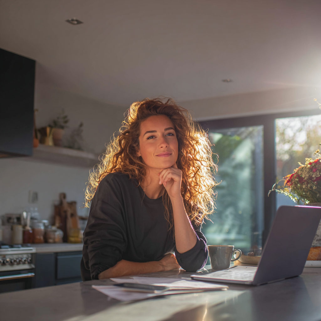 Woman comparing short term loans online from her home