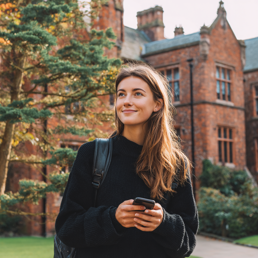 Student smiling after finding loans for students with no fees