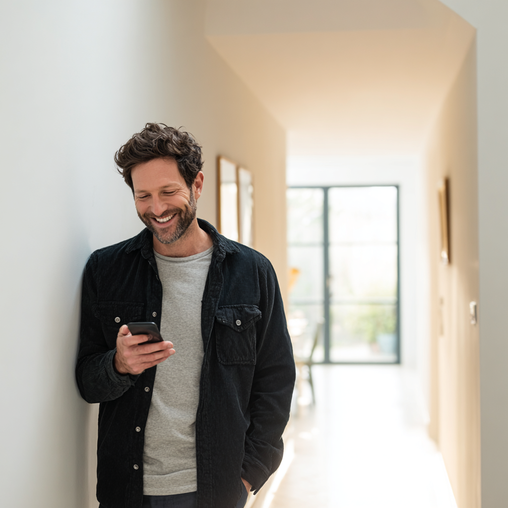 Man checking his £5,000 loan approval on his phone