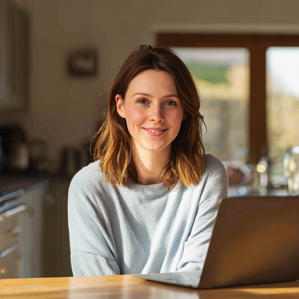Person smiling after finding a £700 loan online with New Horizons