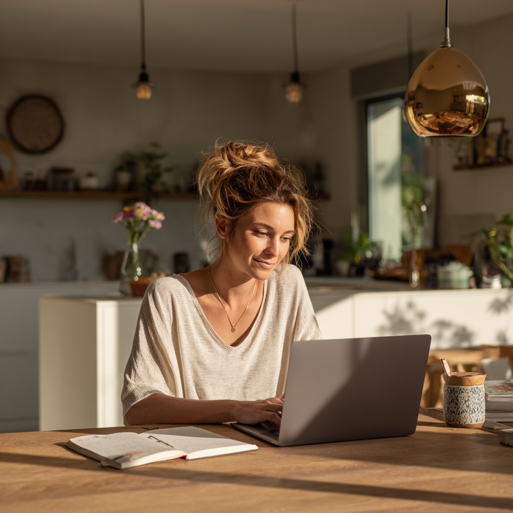 Woman researching same day loan options online