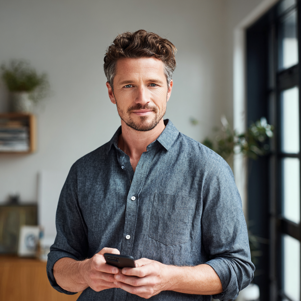 Man reviewing his £600 loan eligibility on a smartphone